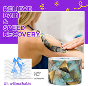 OK TAPE Patterned Kinesiology Tape, Elastic Physical Therapy Athletic Tape for Pain Relief & Muscle Support, Uncut Kinetic Tape, 2in x 16.4ft- 2 Rolls (Rose)