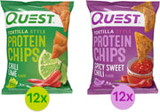 Quest Nutrition Tortilla Style Protein Chips Bundle, Chili Lime & Spicy Sweet Chili, Baked, 1.1 Oz, 24ct Count