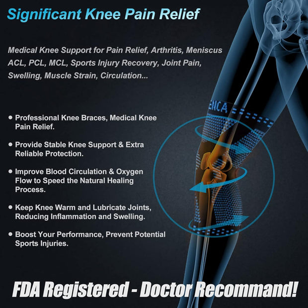 NEENCA Knee Brace for Knee Pain Relief, Medical Knee Support with Patella Pad & Side Stabilizers, Compression Knee Sleeve for Meniscus Tear, ACL, Arthritis, Joint Pain, Runner, Sport- FSA/HSA APPROVED