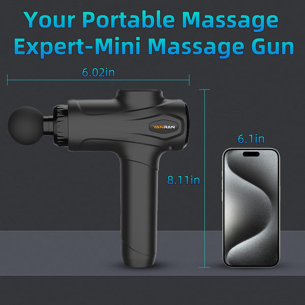 YANRAN Deep Tissue Massage Gun Portable, Percussion Massage Gun with 7 Levels & 6 Massage Heads, Electric Massager for Muscles Pain Relief, Gifts for Men Women Athletes for Sports and Relaxation