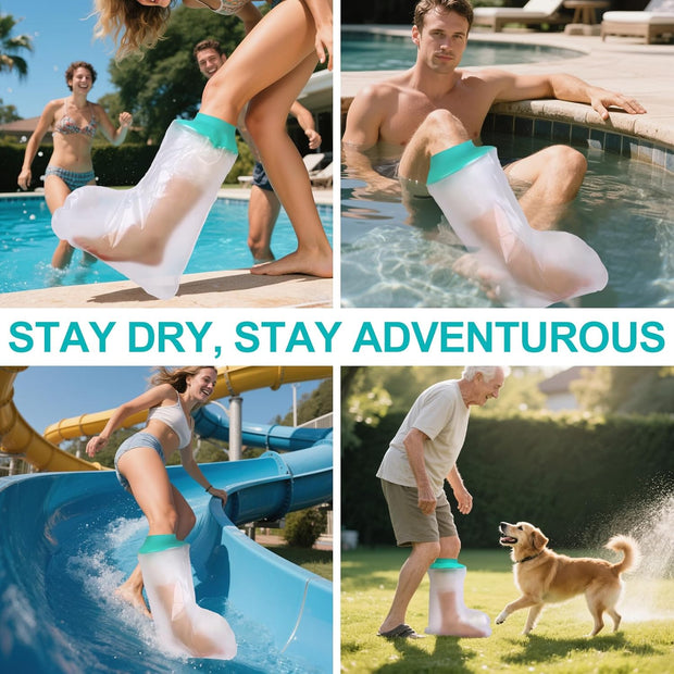 Waterproof Leg Cast Cover for Showering, Reusable Shower Sleeve for Lower Leg After Surgery, Watertight Non-Slip Adult Fracture Protector Bag, Water Proof Medical Covers for Calf/Ankle/Wound/Bandages