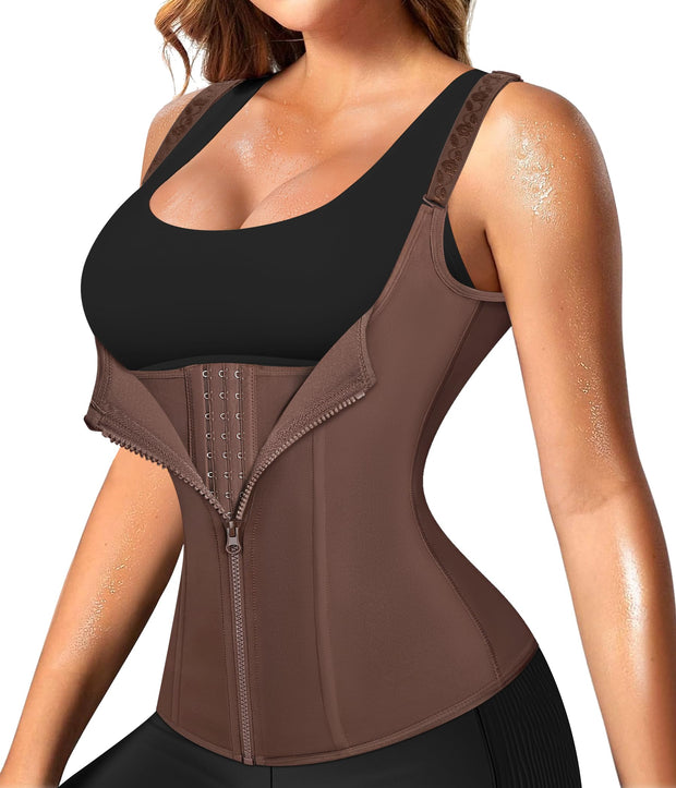 Nebility Waist Trainer for Women Corset Shapewear with Zipper Women's Waist Cincher Tank Top with Adjustable Straps