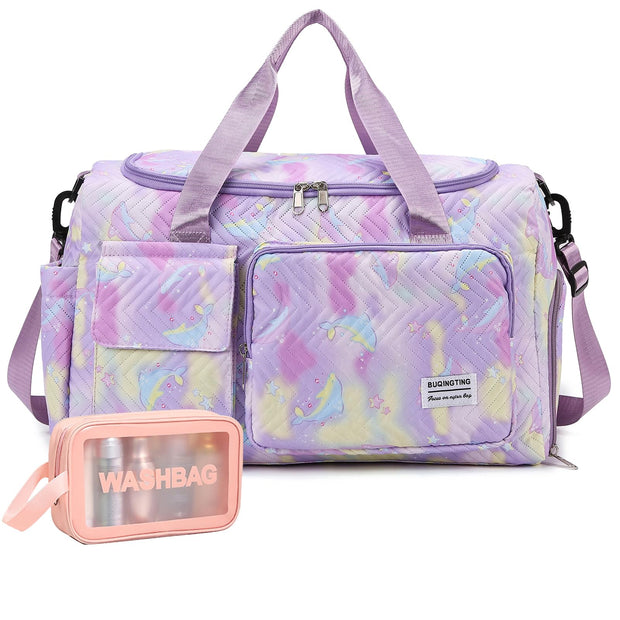 Small Gym Bag for Women, Travel Duffle Bag Carry On Weekender Bag with Shoe Compartment