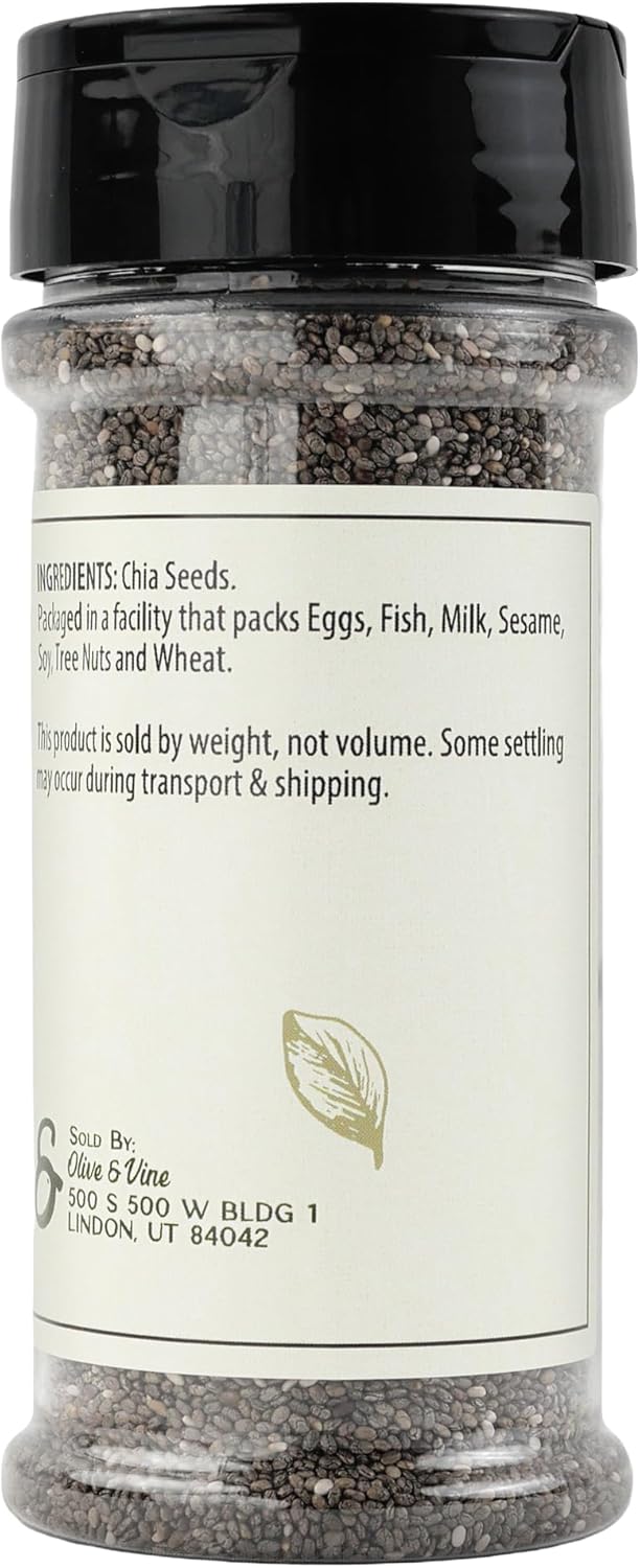 Olive & Vine Chia Seeds, Nutty Flavor, for Smoothies & Baking, Rich Tradition, Authentic Taste, for Global Recipes (2.88 Ounce)