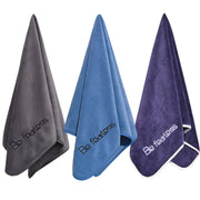 Microfiber Gym Towels Bigger Size Super Soft for Exercise Fitness, Sports, Workout, 380-GSM 15-Inch x 31-Inch Quick-Drying Towels (3 Pack, Grey+Blue+Purple)