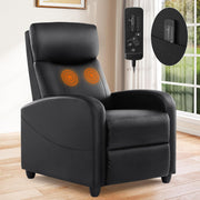 Recliner Chair for Living Room, Leather Home Theater Seating with Lumbar Support with Adjustable Backrest and Footrest, Modern Living Room Furniture with Padded Seat Backrest, Black