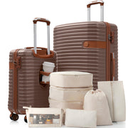 Merax 3 Luggage Sets, ABS Hardshell Suitcase Spinner Wheels with USB Port TSA Lock, Blue and Navy, 20/24/28 Inch