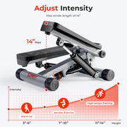 Sunny Health & Fitness Mini Stepper for Exercise at Home, Stair Step Workout Machine with Resistance Band and Over 300lb Weight Capacity, Optional Twist Motion and Free SunnyFit App Connection