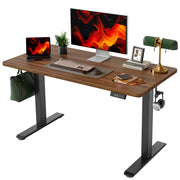 TIQLAB 55 * 24 Inches Electric Standing Desk, Adjustable Height Stand up Desk, Sit Stand Home Office Table with Splice Board, Light Walnut