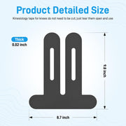 Kinesiology Tape for Knees, 10 Count Knee Tape for Knee Pain Relief Pre Cut, Latex Free Knee Tape, Support Muscles and Joints, Knee Kinesiology Tape Pre Cut, Waterproof and Elastic (Black)