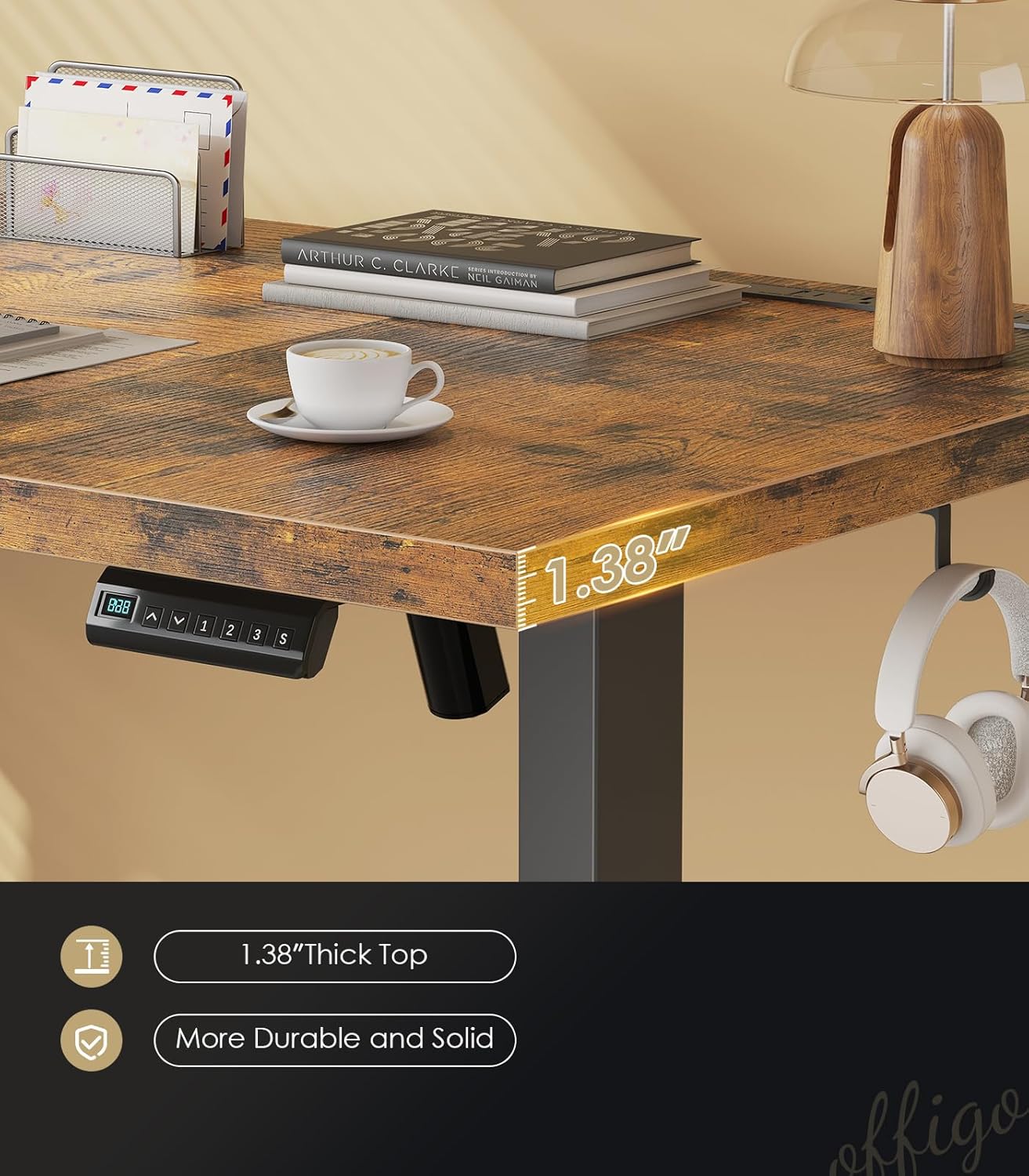 Electric Standing Desk with 3-Piece Board, 71 Inch Height Adjustable Large Desk with Power Outlets, Sit Stand Table, Writing Computer Desk for Home, Office, Workstation, Rustic Brown
