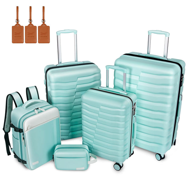 Lightweight Luggage with Spinner Wheels & YKK Zipper, 3-Piece Travel Suitcase ABS+PC Hardshell Luggage Set with TSA Lock, Light Avocado Green (20+24+28 inch)