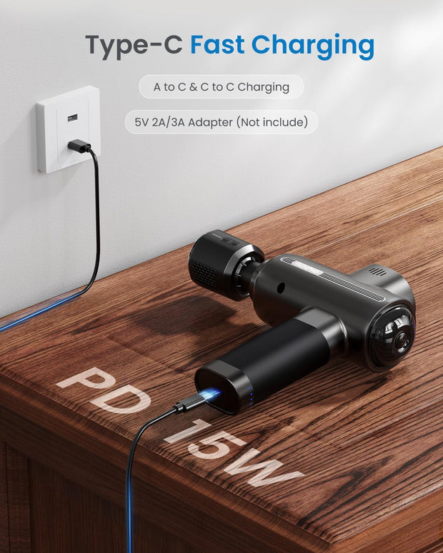 RENPHO Massage Gun Deep Tissue with Heat and Cold Head, Handheld Muscle Massager Therapy with Carry Case, Percussion Body Masajeador for Men Women Athletes Back Upgrade, Active Thermacool