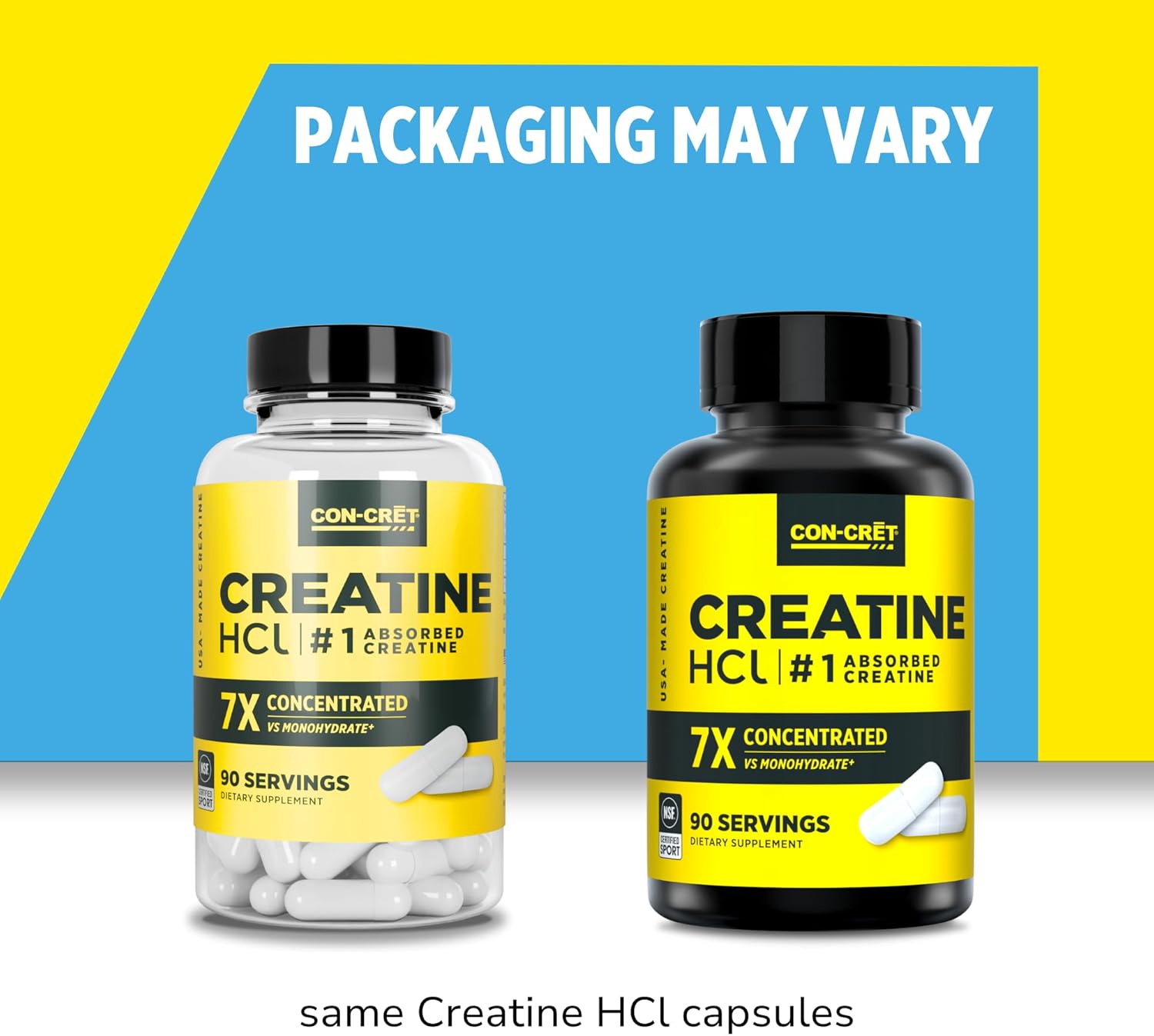 Creatine HCl Capsules | Muscle, Cognitive, Cellular Energy Support | No Bloating or Cramps | USA Made & NSF Certified | Creatine Pills (90 ct)