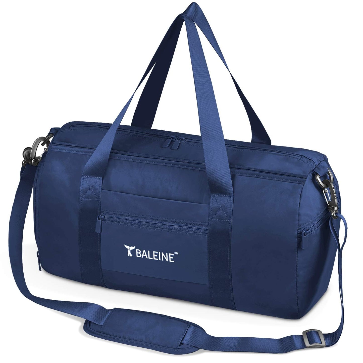 BALEINE Gym Duffel Bag for Women and Men, Small for Sports, Gyms and Weekend Getaway, Waterproof Dufflebag with Shoe and Wet Clothes Compartments, Lightweight Carryon Gymbag (Azure)