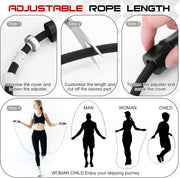 Weighted Jump Rope for Men and Women 1 LB Ball Bearing Rapid Speed Skipping Rope for Workout Fitness Exercise Aluminum Handle Adjustable Length Fabric Cotton and Solid PVC