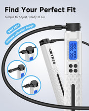 KINTHEA 2 in 1 Smart Jump Rope with Counter and LED Display, Cordless Jumping Rope with Counter for Women, Men, All Age, Adjustable Skipping Rope for Cardio Fitness in Limited Home Space & Outdoor