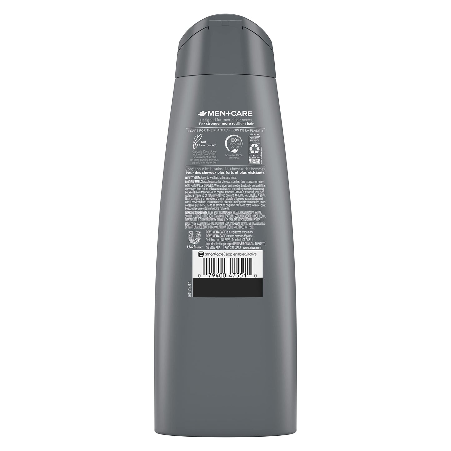 DOVE MEN + CARE 2 in 1 Shampoo & Conditioner Eucalyptus & Birch For Healthy-Looking Hair Naturally Derived Plant Based Cleansers 12 oz