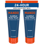 Mando Odor Shield Body Wash - 24 Hour Control - Removes Odor Better than Soap - SLS and Paraben Free, Skin Safe - 8.5 Ounce (Pro Sport)