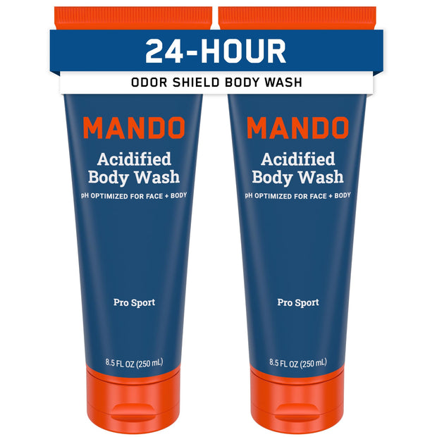 Mando Odor Shield Body Wash - 24 Hour Control - Removes Odor Better than Soap - SLS and Paraben Free, Skin Safe - 8.5 Ounce (Pro Sport)