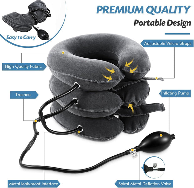 Neck Stretcher, Cervical Traction Device, Neck Traction Device, Neck Pain Relief, Adjustable Inflatable Neck Brace & Neck Stretcher Cervical Traction, Neck Decompression Home Use (Purple)