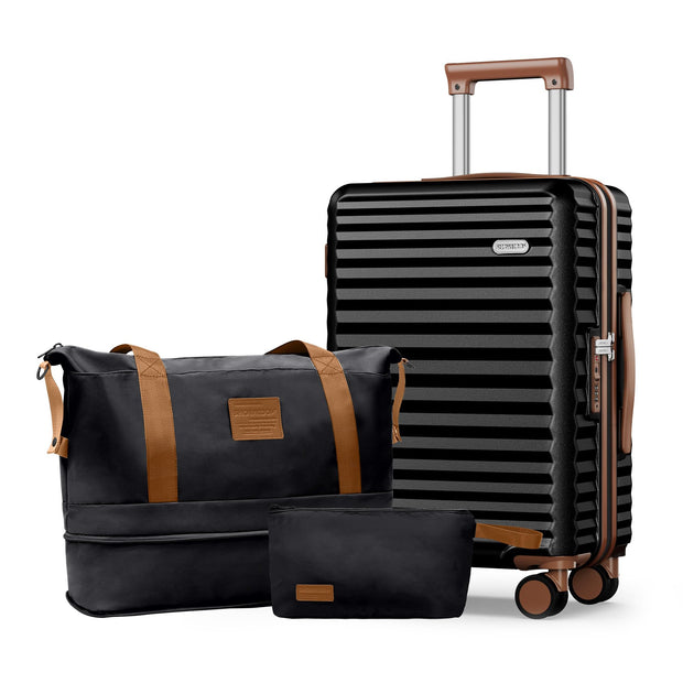 SHOWKOO Luggage Sets 3 Piece Hardside Expandable Suitcase with Double Spinner Wheels Tsa Lock Green (20in/24in/28in)