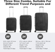 Nazhura Luggage Set, 3-Piece Hardside Suitcase Set, 20-inch Carry On, 24-inch, 28-inch Luggage