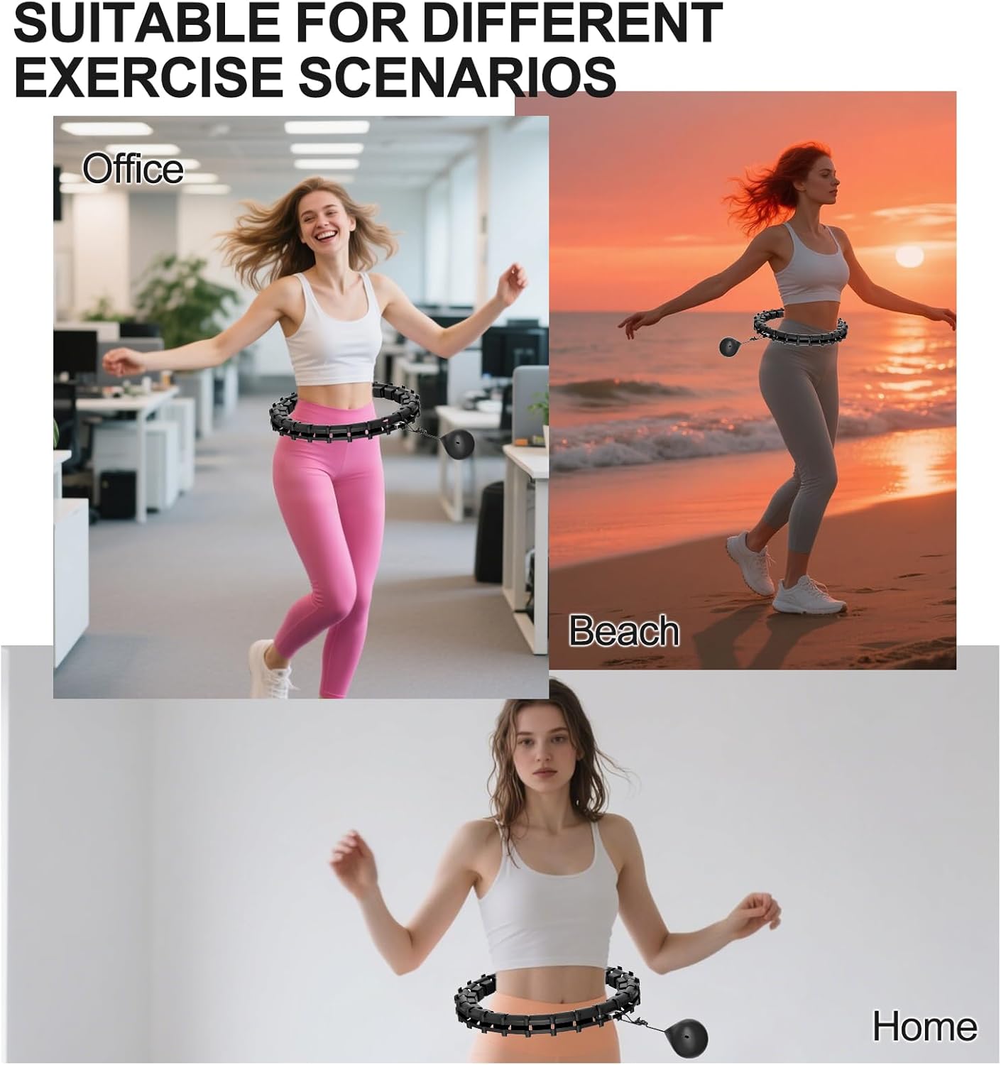 Hula Circle Hoops for Adults Weight Loss, Infinity Fitness Hoop Plus Size 65 Inch, 32 Detachable Links, Exercise Hoop Suitable for Women and Beginners