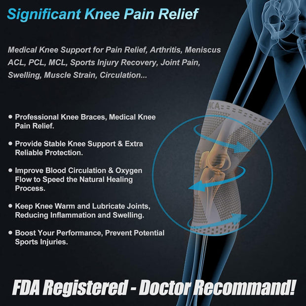 NEENCA Professional Knee Brace for Pain Relief, Medical Knee Support with Patella Pad & Side Stabilizers, Compression Knee Sleeve for Meniscus Tear, ACL, Joint Pain, Runner, Workout - FSA/HSA Eligible