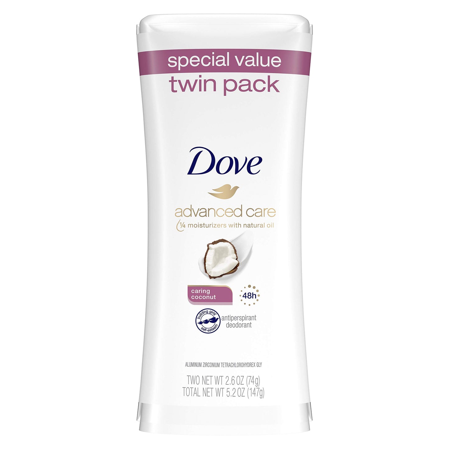 Dove Advanced Care Antiperspirant Deodorant Stick for Soft, Resilient Skin, Clear Finish with No White Marks and 72-Hour Sweat & Odor Protection, 2.6 oz