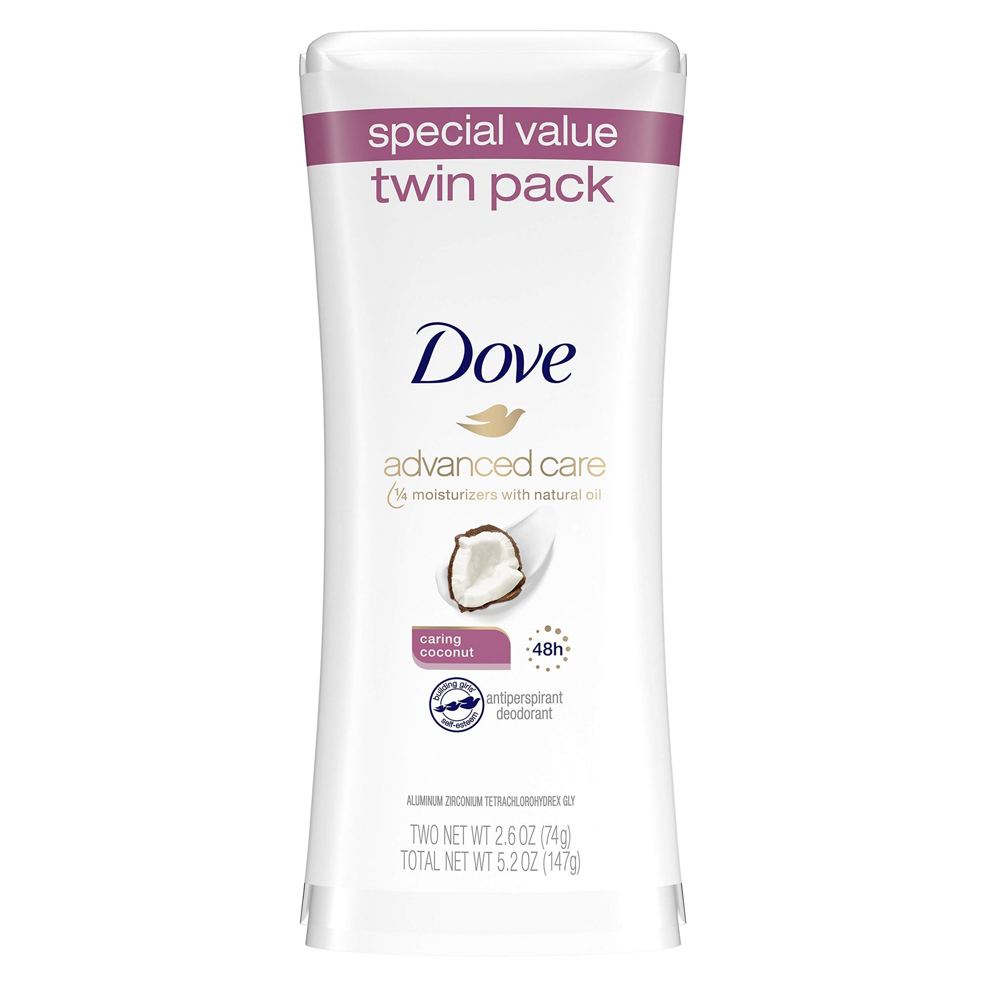 Dove Advanced Care Antiperspirant Deodorant Stick for Soft, Resilient Skin, Clear Finish with No White Marks and 72-Hour Sweat & Odor Protection, 2.6 oz