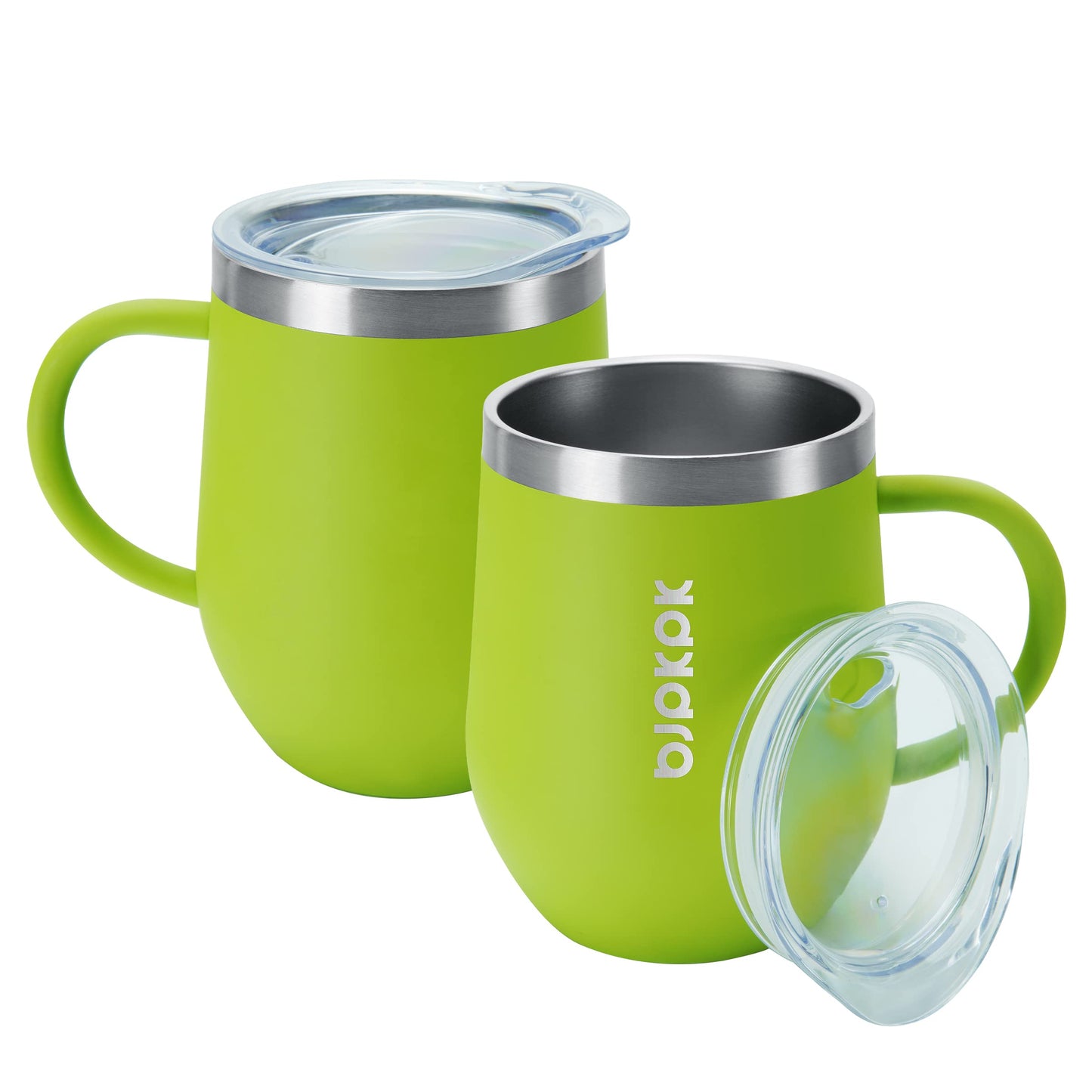 BJPKPK 2 pcs Insulated Coffee Mug, 12 oz Stainless Steel Insulated Coffee Tumbler with Lid for Hot Drinks & Cold Drinks- Turquoise