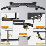 Kipika Pull Up Bar for Doorway Wall Mounted Multi-Grip Strength Bar with Resistance Band Hooks | Heavy-Duty Multifunctional Chin Up Bar for Home Gym Workout | 39-Inch Wide 600 Lbs Capacity