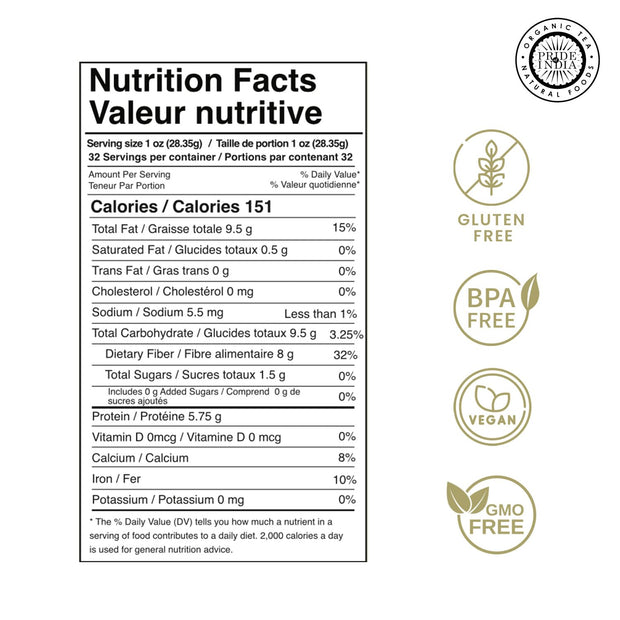 Pride Of India Natural Black Chia Seeds - Ideal Smoothie Ingredient & Salad Topping - Omega 3 Source, High Fiber Superfood & Protein Rich Seed - 1.25 Pound (20oz) Jar