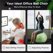 Yoga Ball, 18-30 Inch Extra Thick Exercise Ball for Workout Fitness Balance, Anti Burst Chair for Home and Office Desk, Includes Hand Pump & Workout Guide Access