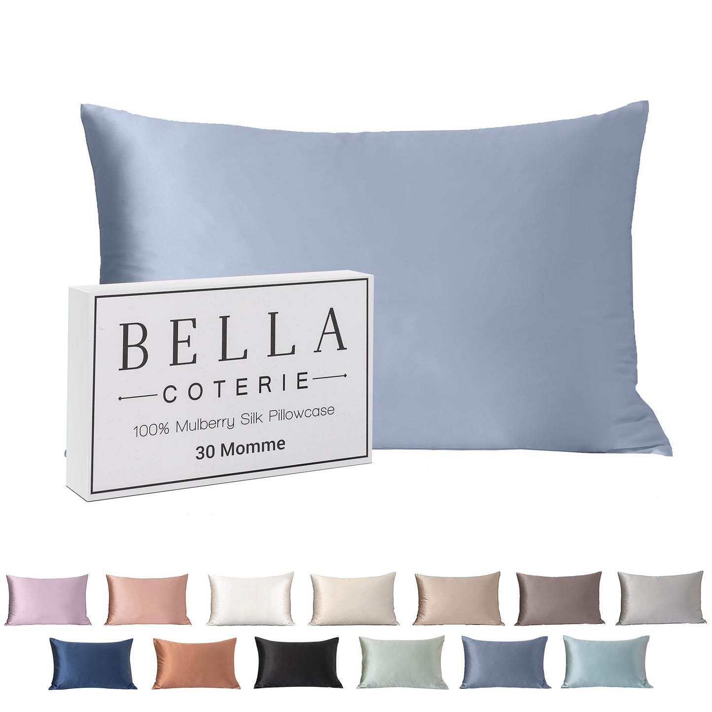Bella Coterie Luxury Silk Pillowcase for Hair and Skin | 30 Momme | 100% Pure 6A Mulberry Silk | Super Soft | Perfectly Plush [Queen, White]