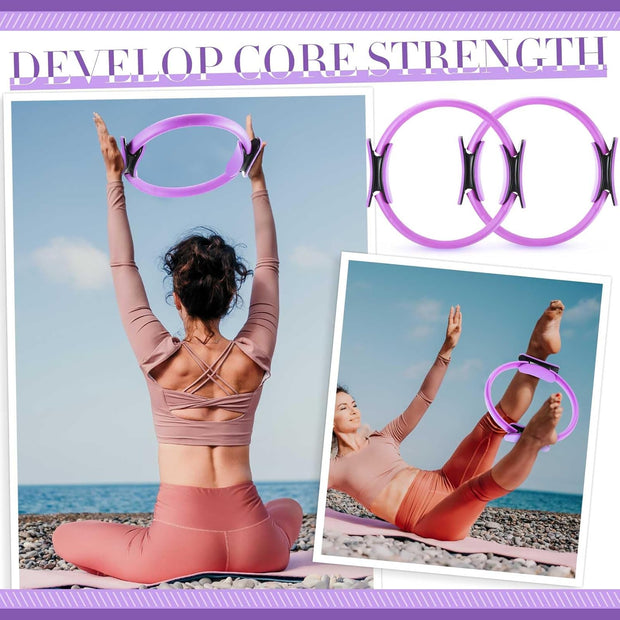 Poen Home Pilates Kit for Women Pilates Equipment Ring and Ball Set with Stretching Strap 8 Resistance Bands Non Slip Socks Gym Back Bags Exercise Equipment for Workout