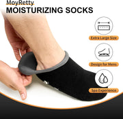 MoyRetty Moisturizing Silicone Socks for Men - Large Size, Ultimate Aloe-Infused Gel for Home Use - Say Goodbye to Dry Cracked Feet Black