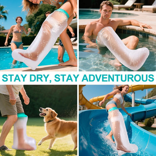 Waterproof Leg Cast Cover for Showering, Reusable Shower Sleeve for Lower Leg After Surgery, Watertight Non-Slip Adult Fracture Protector Bag, Water Proof Medical Covers for Calf/Ankle/Wound/Bandages