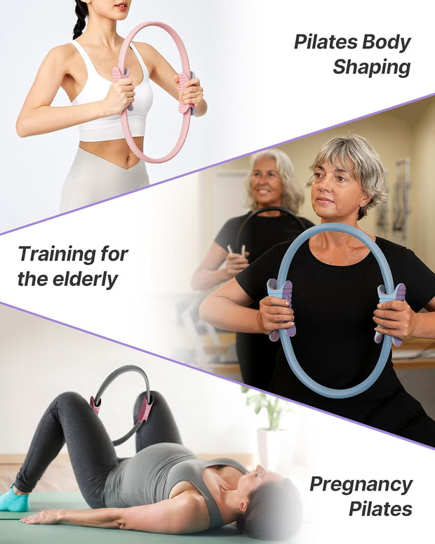 YOTTOY Pilates Ring,15 Inch Magic Circle Ring for Women Thighs,Core and Arms,Exercise Ring Pilates Equipment for Home Workout & Yoga Equipment