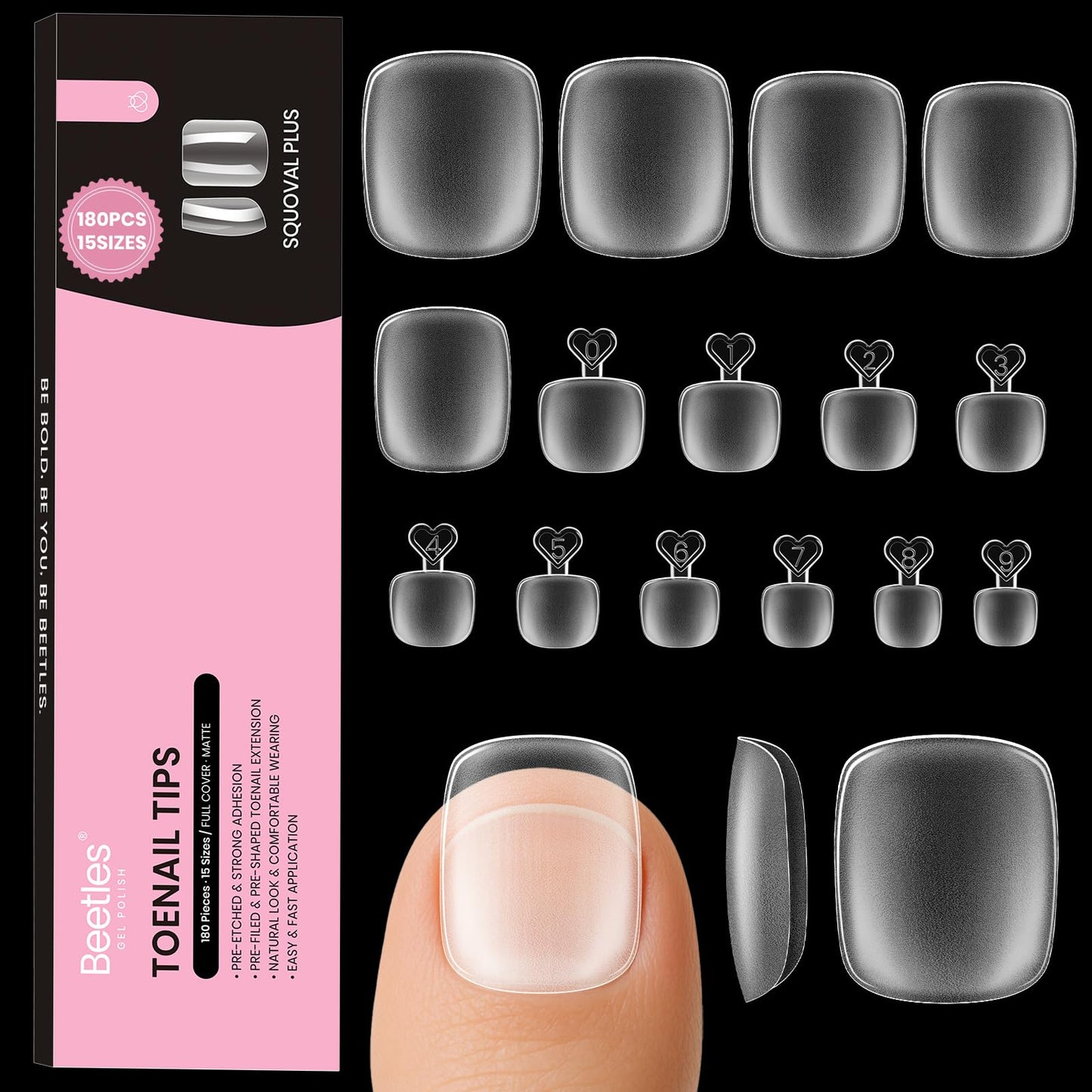 Beetles Gel Nail Tips Easy Nail Extension Etch X Nail Tips 12 Sizes 504Pcs Short Almond Half Matte Nail Tips Gelly Tips Full Cover False Nails Gifts for Girls