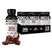 Oikos Protein Shake, Chocolate, 30g High Protein Drinks, Shelf Stable, Ready to Drink, 5g Prebiotic Fiber, 12 fl oz Bottle, 12 Count​