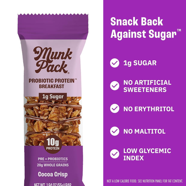 Munk Pack Sampler Pack Probiotic Protein Snack Bars Stocking Stuffers | 10g Plant Protein, 1g Sugar, 6g Fiber |Diabetic-Friendly Ideal Breakfast Bars - On-the-Go Snacks, Gluten-Free, Non-GMO | 5 Count