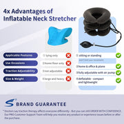 S Cervical Neck Traction Device for Neck Pain Relief - Inflatable Neck Stretcher Collar for Decompression - Best Home Use Neck Brace Pump (Black Plush)