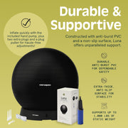 Retrospec Luna Exercise Ball with Pump - Anti-Burst Fitness Equipment for Yoga, Core Training & Stability - Home Gym Swiss Ball for Office & Pregnancy