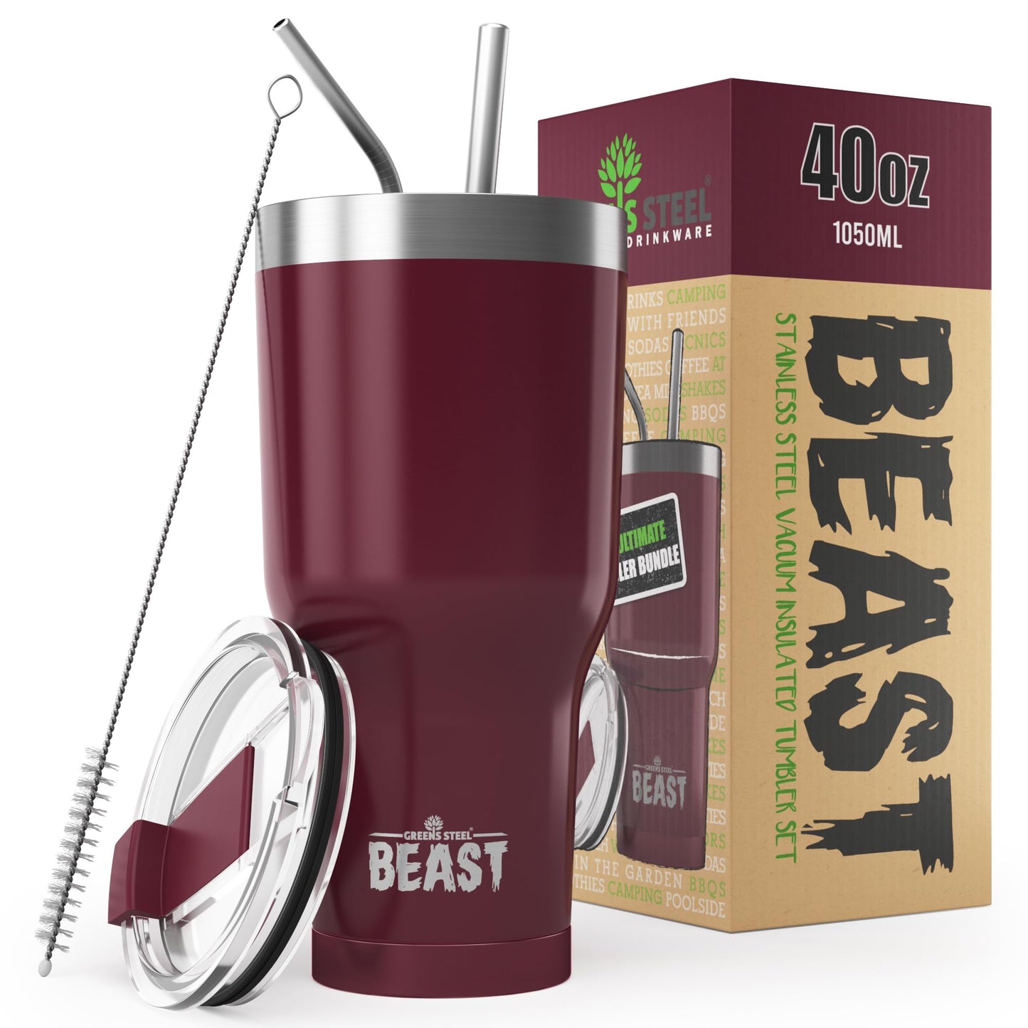 Beast 50 oz Tumbler Stainless Steel Vacuum Insulated Coffee Ice Cup Double Wall Travel Flask (Arctic White)