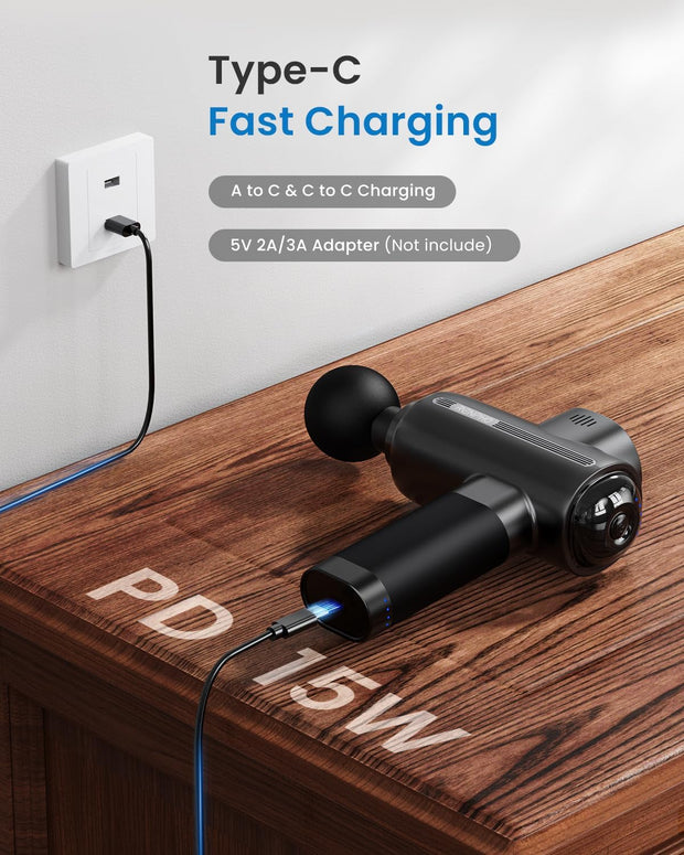 RENPHO Massage Gun Deep Tissue with Heat and Cold Head, Handheld Muscle Massager Therapy with Carry Case, Percussion Body Masajeador for Men Women Athletes Back Upgrade, Active Thermacool