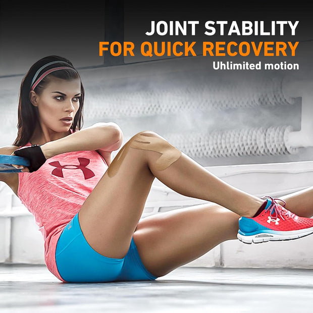 PreCut Kinesiology Tape for Knees, 12 PCS Waterproof KTQUICK Knee Tape for Knee Pain Relief Pre Cut, Original Cotton Athletic Knee Tape, Waterproof & Hypoallergenic Latex-Free for Sports (Black)