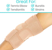 Vive Elbow Brace - Tennis Compression Sleeve - Wrap for Golfers, Bursitis, Left or Right Arm - Tendonitis Support Strap for Golf, Men and Women - Epicondylitis and Sports Recovery