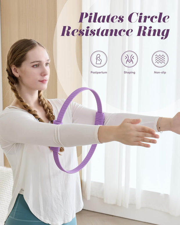 Pilates Ring, 13.5'' Silicone Magic Pilates Ring Fitness Circle, Lightweight & Durable Flexible Resistance Exercise Equipment for Toning Arms, Thighs/Legs, Core, Yoga & Physical Therapy